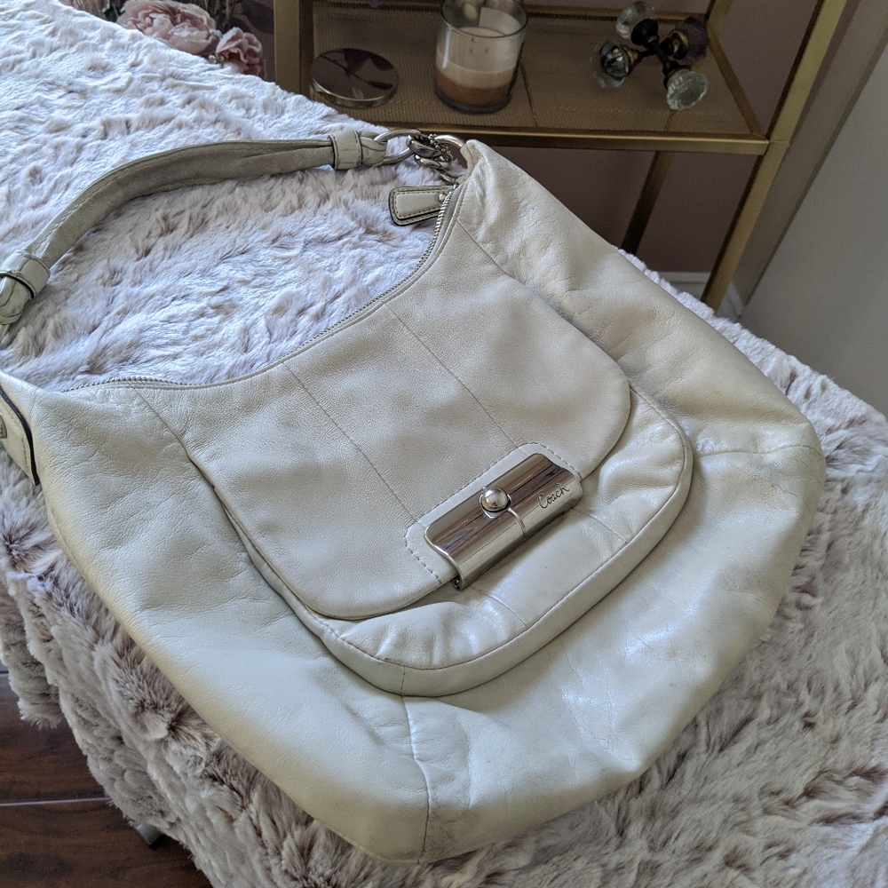 Coach Off White Soft Leather Hobo Handbag